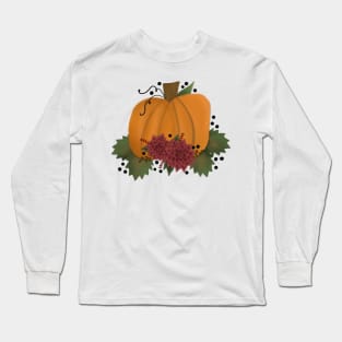 Fall Pumpkin Floral Long Sleeve T-Shirt